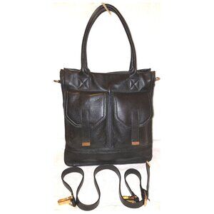 EXTRA-LARGE KRISTEN BELL FOR ERICA ANENBERG BLACK LEATHER CONVERTIBLE MULTI-STRA
